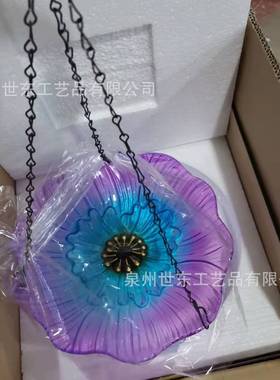 世东地插热熔玻璃鸟浴盆喂钩喂鸟器户外花园庭院牧羊水器摆件