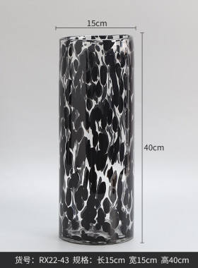 高档西家居彩色水墨博直筒轻奢玻璃花器家居软装饰品客厅花瓶