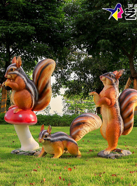 热销户外花园玻璃钢仿真动物松鼠草坪景区动物园雕塑装饰大号摆件