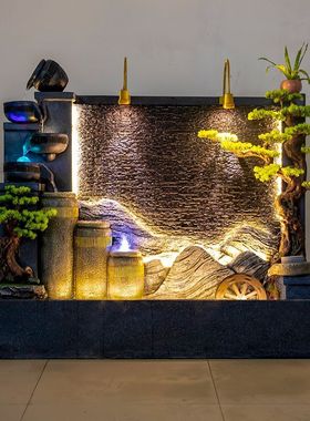 热销大型假山流水花园瀑布循环玄关庭院别墅阳台招财景观流水鱼缸