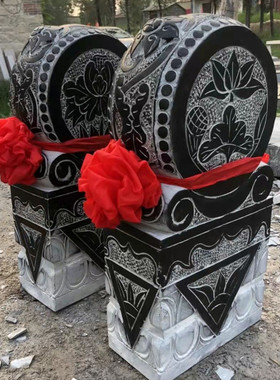 石青石抱鼓门墩石制作门口摆放一对又称圆鼓石墩门当石鼓