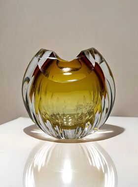 高档插花玻璃花瓶摆件客厅轻奢仿真花创意简约风琉璃花器软装饰品