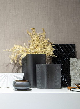 现代深灰锤点花器树脂花器创意树脂工艺品样板间餐边柜干花花瓶