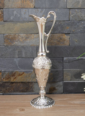 北欧风艺术几何花瓶创意高级花瓶客厅摆件花插简约细口金属工艺