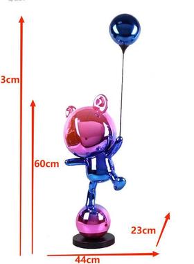 现代卡通气球熊轻奢客厅样板房办公室电视柜酒店落地雕塑摆件摆设