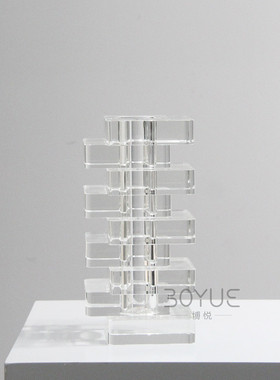 热销现代简约家居错位几何水晶玻璃花瓶民宿客厅玄关桌面书房插花