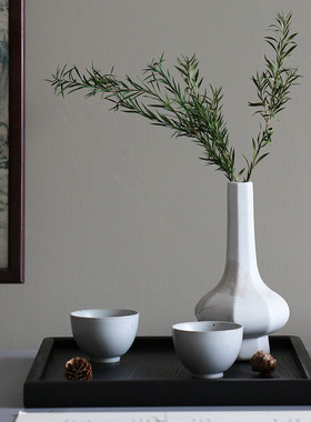 客厅简约仿真花艺陶瓷花瓶托盘样板间酒店新中式餐厅艺术软装摆件