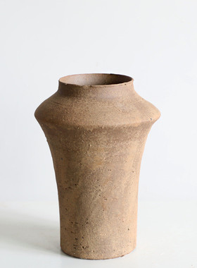 民宿土陶罐陶瓷花瓶侘寂风装饰月亮罐客厅水培插干花粗陶花器复古