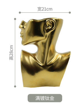 北欧风家居人脸陶瓷花盆现代简约半身陶瓷花器创意个性装饰品摆件