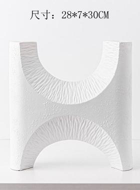 现代北欧几何肌理花瓶花器软装样板间插茶几售楼部干花树脂装饰品