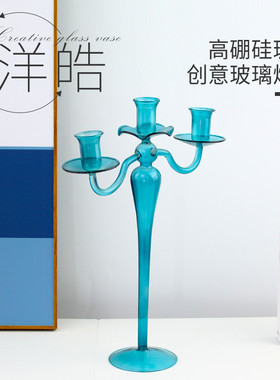 厂家供应摆现代简约创意玻璃烛台家居装饰经典复古烛台手工定制拍