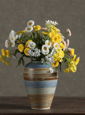 瑞晨陶瓷花瓶色釉粗陶瓶插花复古手工民宿酒店侘寂风干花装饰花器