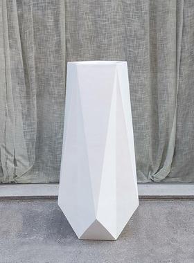 北欧菱形不规则状玻璃钢落地大花瓶家居酒店会所软装花艺创意组合