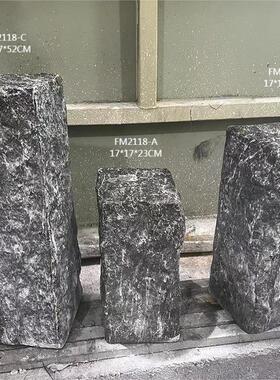 仿真石头室内软装摆件假山石庭院生态造景玻璃钢黑山石乌金石