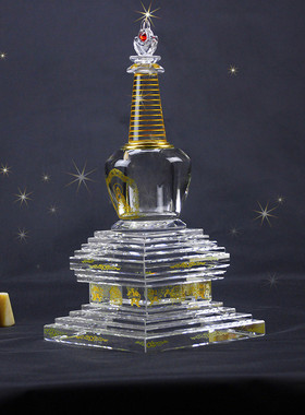 菩提舍利塔水晶佛塔佛塔装藏供养舍利子密封大号透明工艺佛具用品