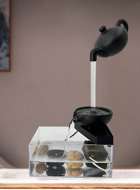 热销创意陶瓷玻璃流水摆件家居装饰品加湿器鱼缸办公室客厅招财喷