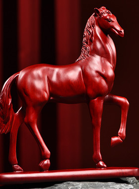 木雕摆件马实木质雕刻动物生肖中式家居客书桌厅办公工艺红木礼品