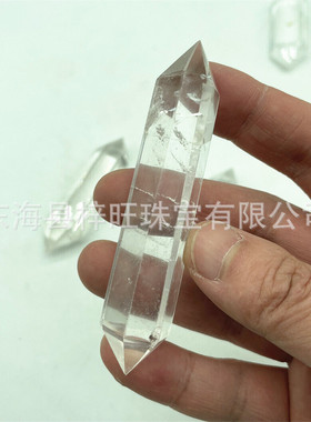 热销东海六天然白水晶厂家直销棱柱批发白水晶双尖消磁能量水晶石