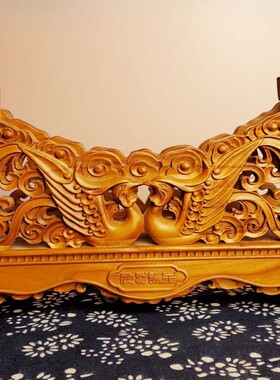 福艺品桃木龙凤剑架实木支架子工到家架木质工艺品桃木剑托桃木斧