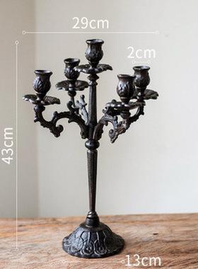 欧式创意三头五头复古铸铁雕花婚庆摆件客厅家居烛台浪漫蜡烛台