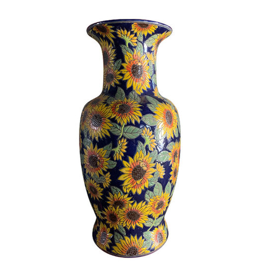 热销创意彩绘雏菊软装办公室客厅落地花器样板房陶瓷花瓶艺术花瓶