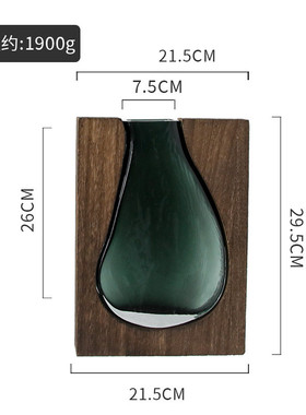 北欧新款原木实木透明玻璃花瓶设计师家居批发装饰酒店板房摆件