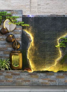 热销水幕墙屏风假山流水喷泉布置山水景观庭院花园摆件户外装饰循