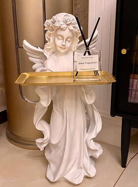 热销爱丽丝天使欧式复古迎宾大型落地树脂摆件托盘家居客厅装饰品
