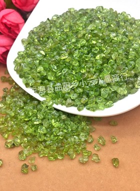 天然橄榄石碎石 水晶碎石摆件供佛厂家直销批发