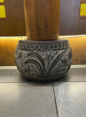 热销石雕柱墩仿古柱鼓墩青石柱墩底座石墩子柱础空心石圆墩柱顶石