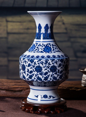 小花瓶陶瓷器家居装饰品中式景德镇仿古青花瓷博古架电视酒柜摆件