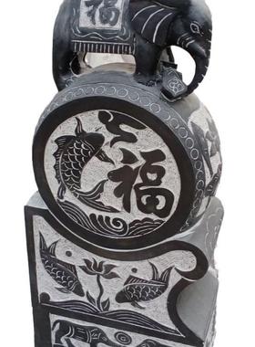 石雕门墩抱麒麟石家用青石石鼓小象门鼓石鼓狮子庭院门口