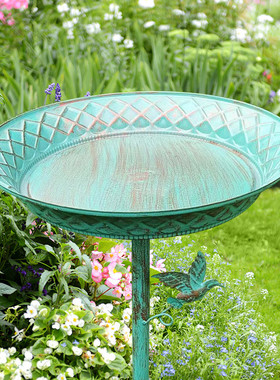 复古铁艺喂鸟器地插户外鸟用喂食器带托盘铁艺工艺品草坪庭院装饰