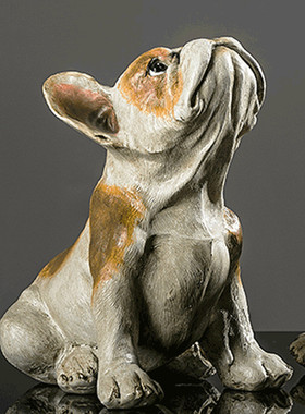 热销动物摆件做旧萌法斗创意狗狗复古宠动物摆饰家居装饰品