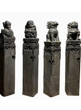 石雕拴马桩青石貔貅做旧狮子仿古麒麟拴马柱庭院室内装饰摆件石柱