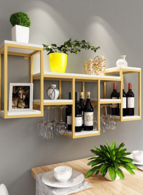 壁鹫简约铁艺墙上酒架壁挂置物架红酒柜展示架餐酒架酒柜墙上旭