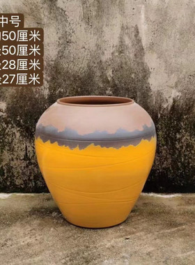 景德镇陶瓷落地花瓶干花黄色缸器皿北欧客厅酒店插陶罐装饰品摆件