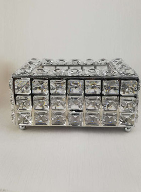 欧式方形水晶纸巾盒家用抽纸盒ktv纸巾盒摆件客厅茶几酒吧厂家