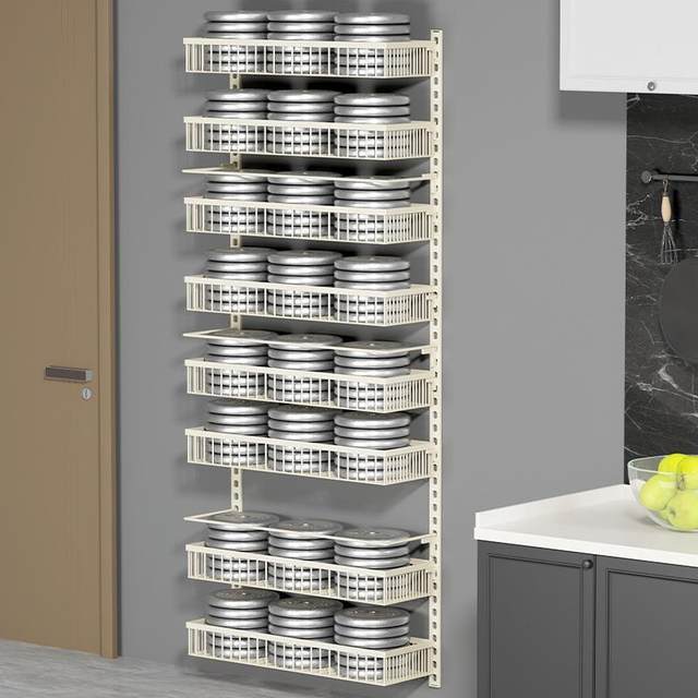Punch-free door rear wall-mounted storage shelf multi-layer adjustable kitchen cabinet wall seasoning rack
