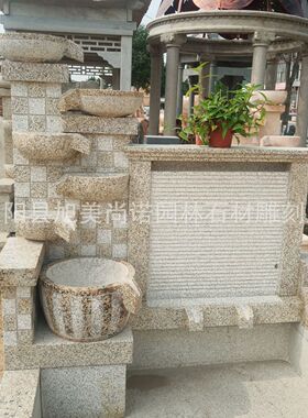 石雕室内雕刻庭院养鱼老流水景观屏风影壁墙喷泉流水摆件