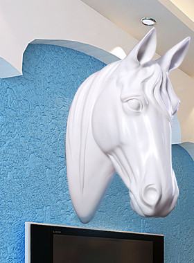 创意动物头粘胶挂钩客厅墙上马头复古壁挂墙面装饰品壁饰