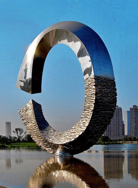 户外铁艺园林发光水景观小品摆件学校圆环金属不锈钢雕塑定制大型