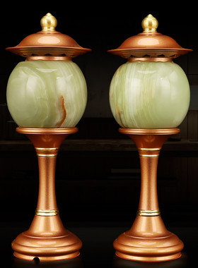 新款铜佛具用品供奉供具香炉套装玉石贡品果盘佛前灯供佛供水杯