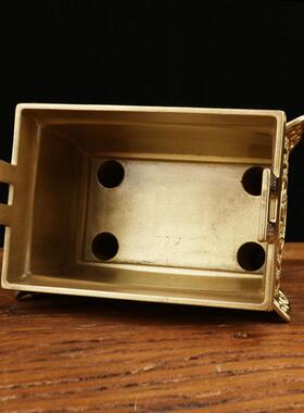 铜鼎摆件黄铜鼎方鼎铜香炉家居装饰批发摆件店铺开业礼品