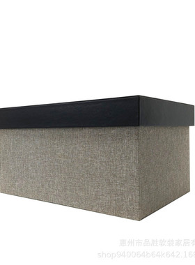 热销现代简约收纳盒麻布装饰灰色皮革黑盖收纳箱样板房衣帽间整理