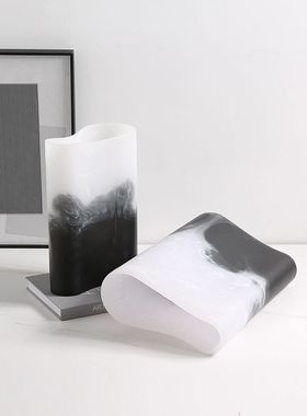 热销新中式现代玄关水墨云纹花瓶酒店别墅抽象餐厅插花设计感装饰