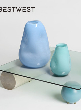 热销博西家居彩色春笋不规则按坑水培玻璃花瓶摆件家居软装花器饰