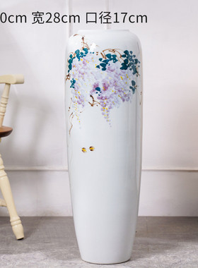 新中式手绘陶瓷落地大花瓶景德镇陶瓷家居落地花瓶客厅装饰摆件