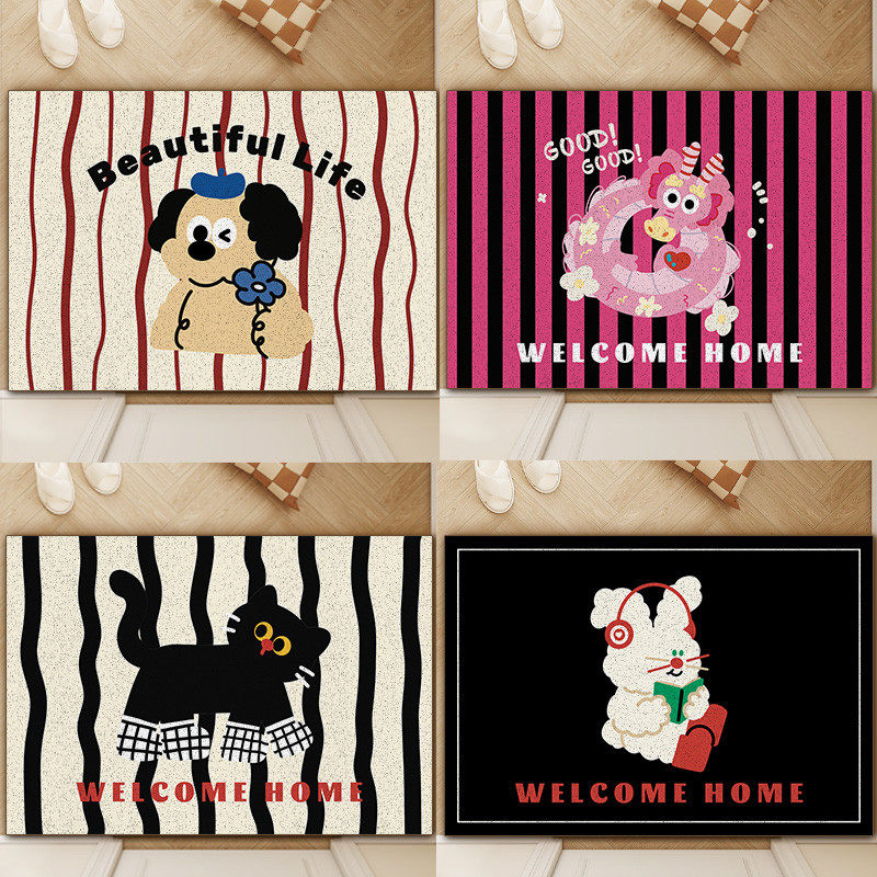 潮玩小猫入户地垫丝圈除尘耐脏防滑门垫可裁剪进门蹭土免洗小地毯,淘宝优惠券,粉丝福利购,淘宝优惠卷