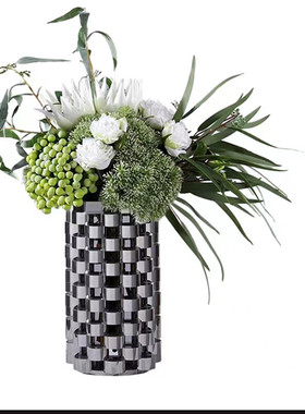 现代简约水晶几何花瓶样板间软装桌面花器售楼部茶几花插餐厅摆件